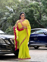Gorgeous  Designer Saree With Heavy Latkan Pallu and Mono Benglori Silk Blouse